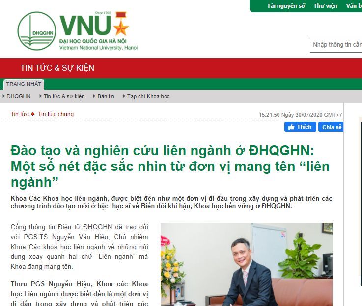 Trang tin ĐH Quốc gia HN: NÉT ĐẶC SẮC MANG TÊN LIÊN NGÀNH