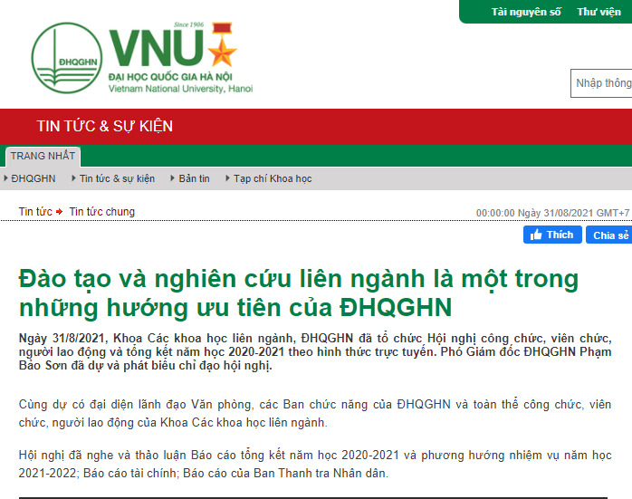 Trang tin điện tử VNU: ĐÀO TẠO LIÊN NGÀNH, HƯỚNG ƯU TIÊN CỦA ĐHQGHN