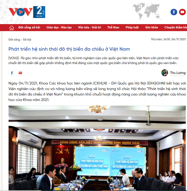 Trang tin VOV2: HỘI THẢO ĐÔ THỊ BIỂN ĐA CHIỀU Ở VIỆT NAM