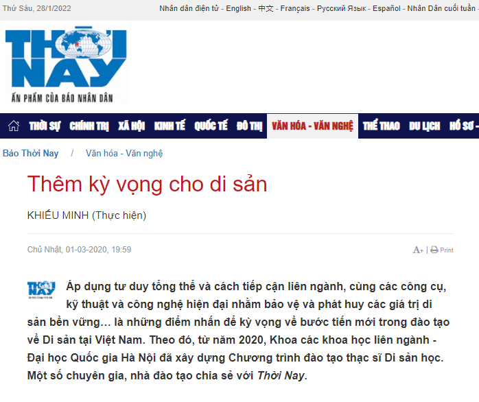 Báo điện tử Thời Nay: THÊM KỲ VỌNG CHO DI SẢN