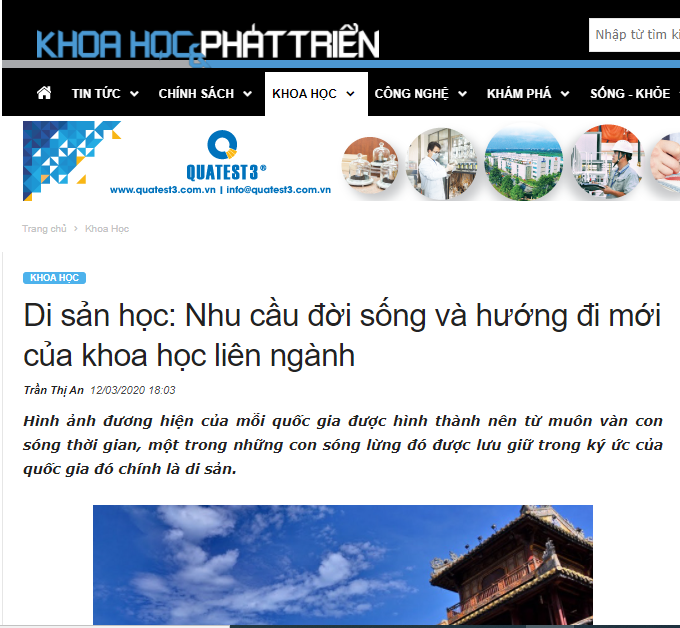 Tạp chí Khoa học & Phát triển: DI SẢN HỌC, NHU CẦU ĐỜI SỐNG VÀ HƯỚNG ĐI MỚI CỦA KHOA HỌC LIÊN NGÀNH