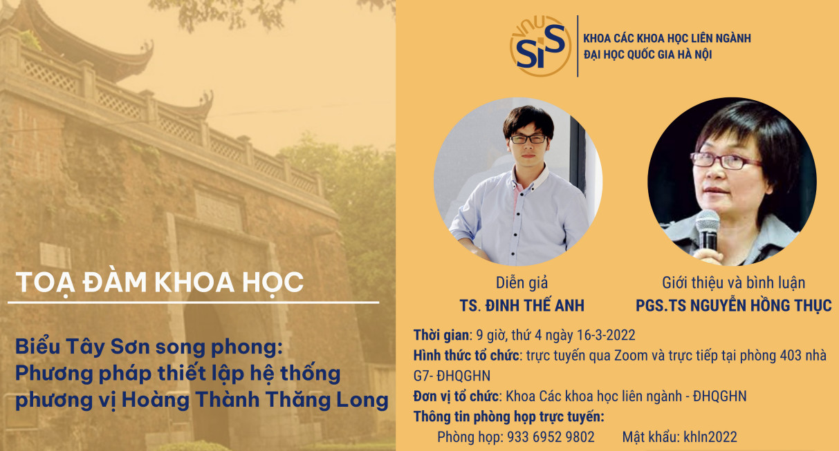 Toạ đàm khoa học | Biểu Tây Sơn Song Phong: Phương pháp thiết lập hệ thống phương vị Hoàng Thành Thăng Long