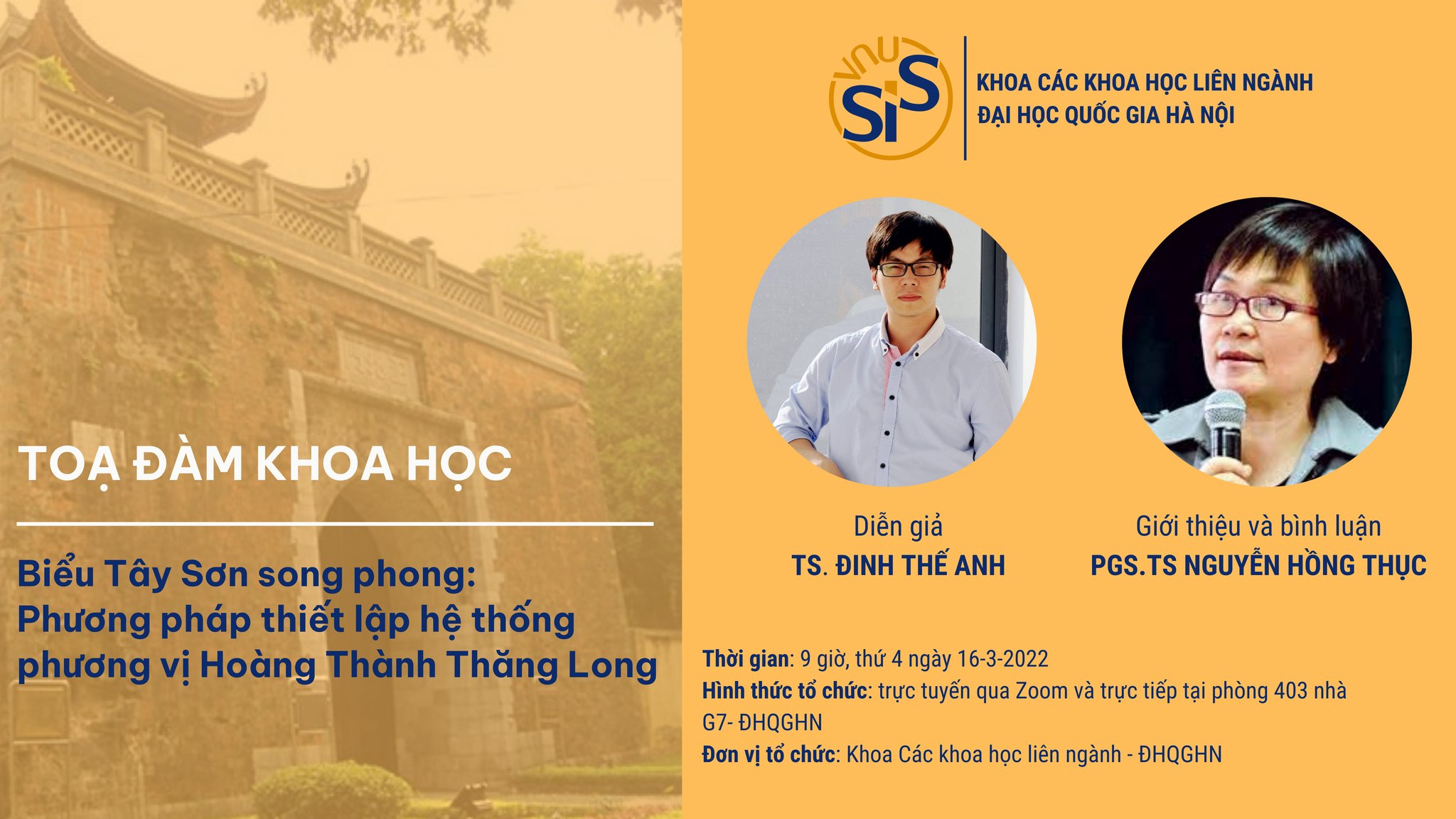 Tọa đàm khoa học: Biểu Tây Sơn Song Phong: Phương pháp thiết lập hệ thống phương vị Hoàng Thành Thăng Long