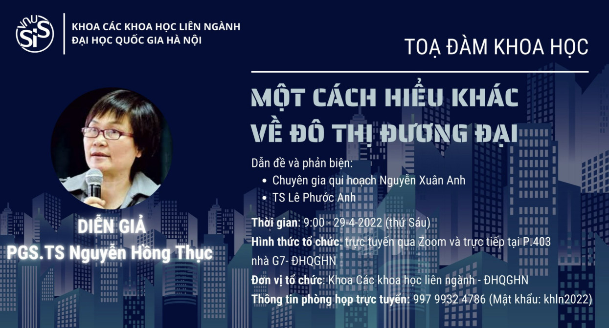 TỌA ĐÀM KHOA HỌC  MỘT CÁCH HIỂU KHÁC VỀ ĐÔ THỊ ĐƯƠNG ĐẠI