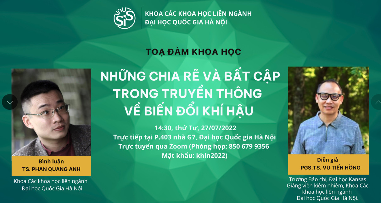 TỌA ĐÀM KHOA HỌC: NHỮNG CHIA RẼ VÀ BẤT CẬP TRONG TRUYỀN THÔNG VỀ BIẾN ĐỔI KHÍ HẬU