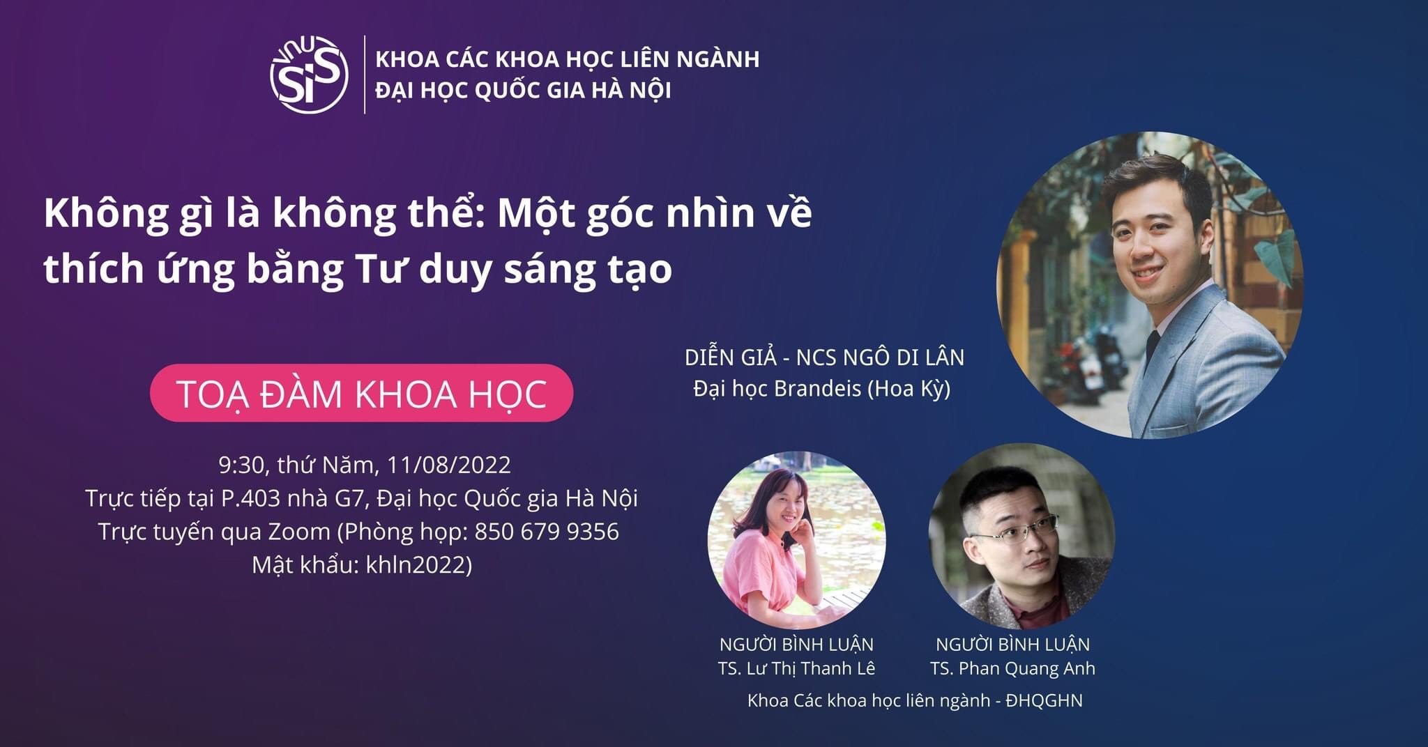 TỌA ĐÀM: KHÔNG GÌ LÀ KHÔNG THỂ: MỘT GÓC NHÌN VỀ THÍCH ỨNG BẰNG TƯ DUY SÁNG TẠO