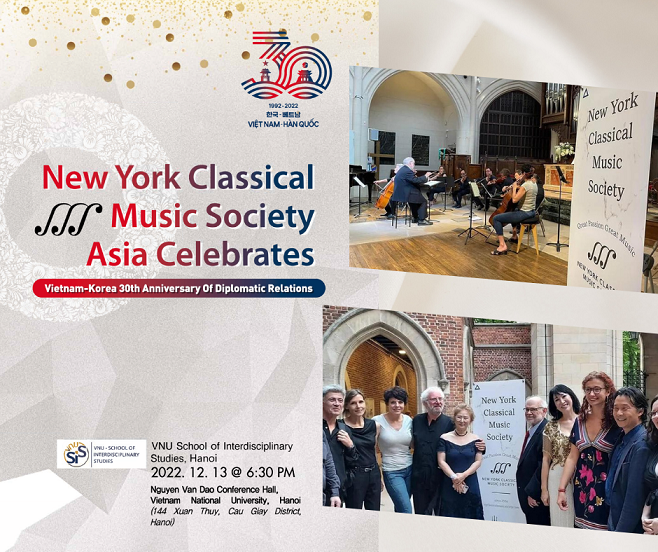 VNU-SIS VÀ NYCMS TỔ CHỨC HÒA NHẠC NHÂN DỊP KỶ NIỆM 30 NĂM THIẾT LẬP QUAN HỆ NGOẠI GIAO VIỆT NAM - HÀN QUỐC