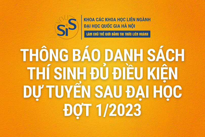 Thông báo danh sách thí sinh đủ điều kiện dự tuyển Sau đại học đợt 1 năm 2023