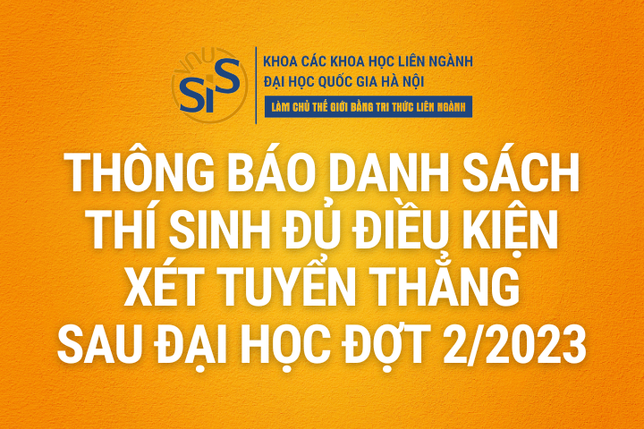 Thông báo danh sách thí sinh đủ điều kiện xét tuyển thẳng kỳ thi tuyển sinh sau đại học đợt 2 năm 2023