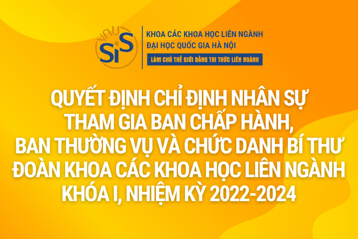 Quyết định chỉ định nhân sự tham gia Ban Chấp hành, Ban thường vụ và chức danh Bí thư Đoàn Khoa Các khoa học liên nganh khóa I, nhiệm kỳ 2022-2024