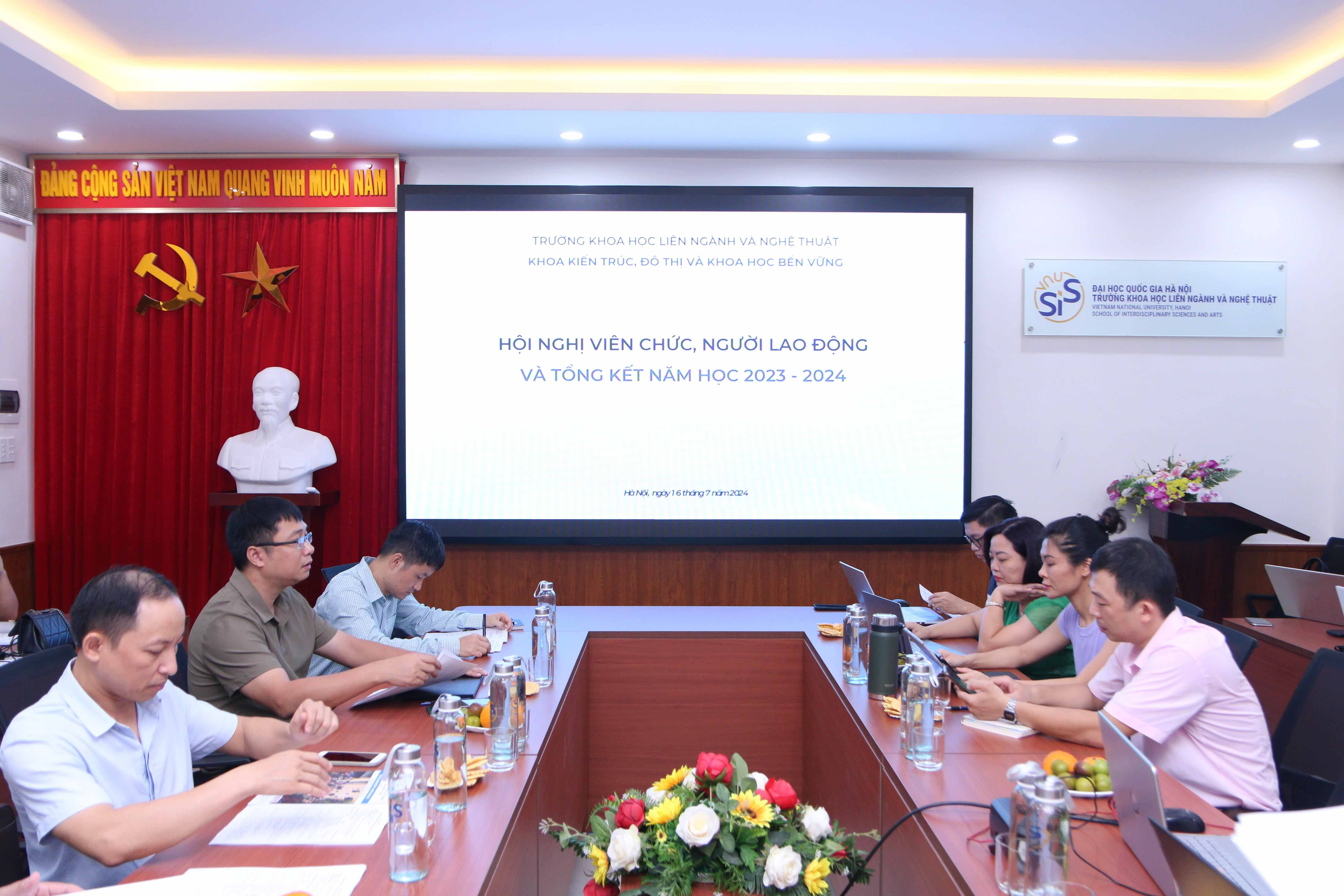 Hội nghị viên chức, người lao động và tổng kết năm học 2023 - 2024 Khoa Kiến trúc, Đô thị và Khoa học bền vững - Trường Khoa học liên ngành  và Nghệ thuật, Đại học Quốc gia Hà Nội